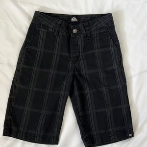 Quiksilver boys shorts size 23, black and gray plaid.